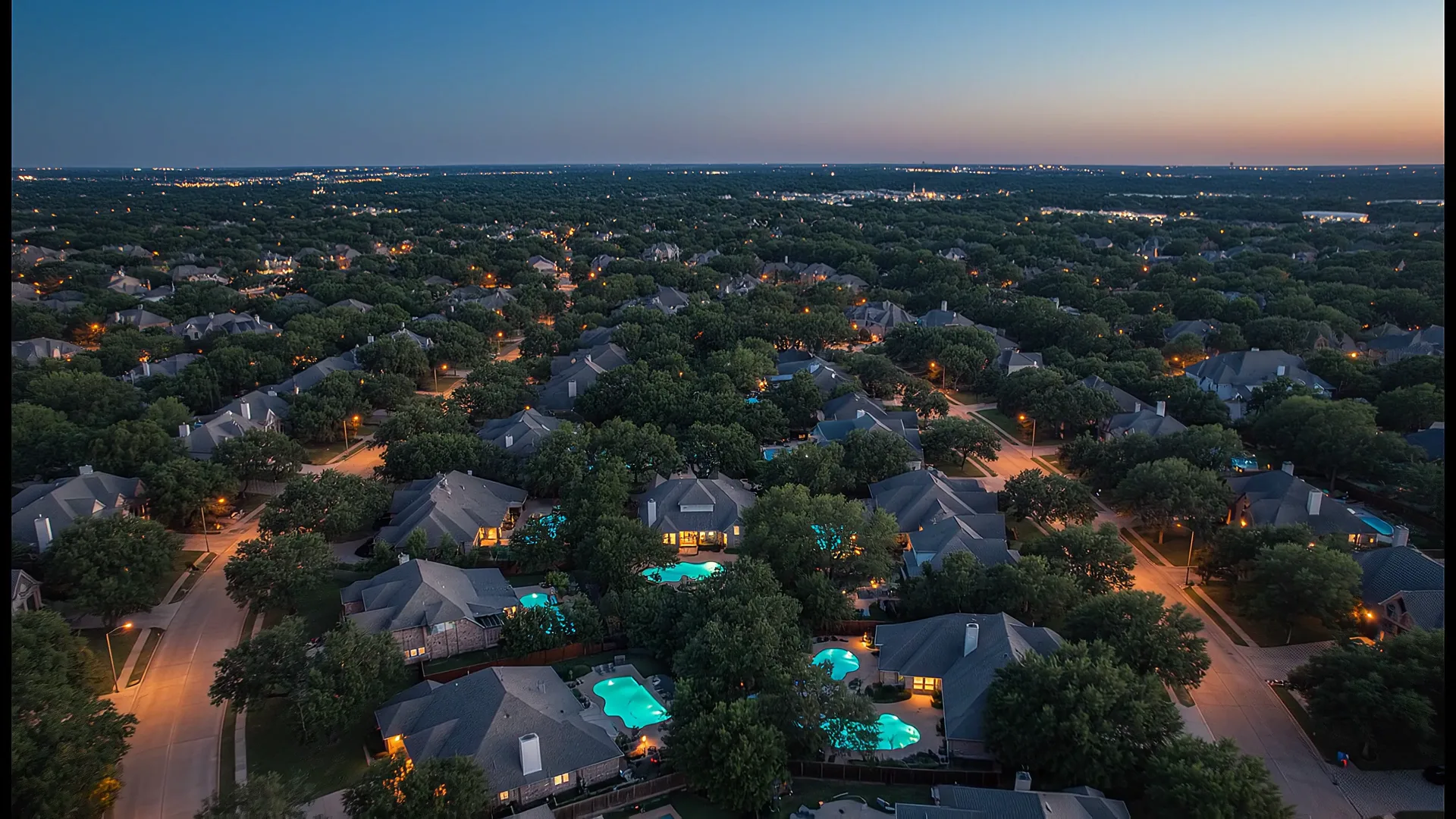 Aerial view of a city at night
